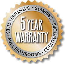 5-year warranty on bathtub refinishing/reglazing. Tiles, tubs, countertops and cabinets.